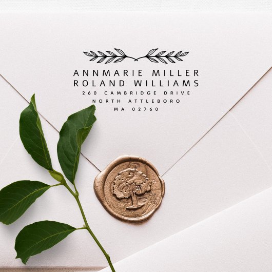 ボタニカルツーラストネームモダン差出人住所 ラバースタンプ