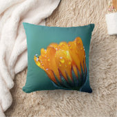 ボタニカルティール（緑がかった色）マリゴルドフラワー クッション (ブランケット)