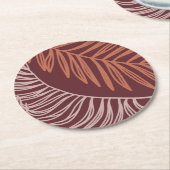 ボタニカルテラコッタパーム葉スラウンドコースター ラウンドペーパーコースター (アングル)