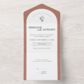 ボタニカルテラコッタワイルドフラワーアー結婚チーズ オールインワン招待状 (内側)