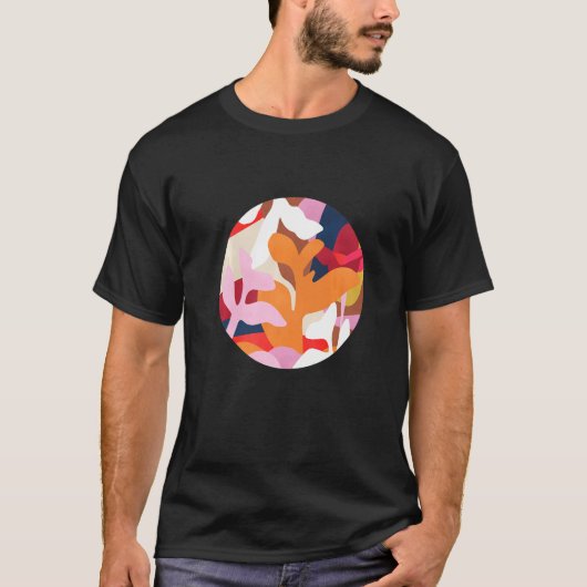 ボタニカルテーマ鮮やかな色の美しい抽象芸術Ar Tシャツ (正面)