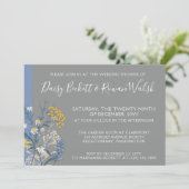 ボタニカルデイジーイエロー&ネイビーウェディングシャワー 招待状 (スタンド正面)