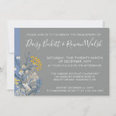 ボタニカルデイジーイエロー&ネイビー婚約パーティ 招待状 (正面)