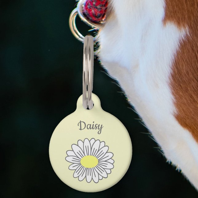 ボタニカルデイジーフラワーイエローペットタグ ペット　ネームタグ (Daisy Flower Yellow Pet Tag)