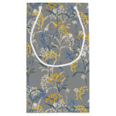 ボタニカルデイジーフローライエロー&ネイビーブルー結婚ズ スモールペーパーバッグ (裏面)