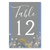 ボタニカルデイジーフローライエロー&ネイビーブルー結婚ズ テーブルナンバー (裏面)