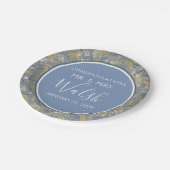 ボタニカルデイジーフローライエロー&ネイビーブルー結婚ズ ペーパープレート (アングル)