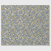 ボタニカルデイジーフローライエロー&ネイビーブルー結婚ズ ラッピングペーパー (フラット)