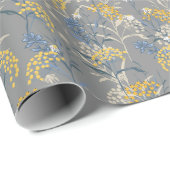 ボタニカルデイジーフローライエロー&ネイビーブルー結婚ズ ラッピングペーパー (ロールコーナー)
