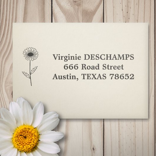 ボタニカルデイジーラインアートフラワー セルフインキングスタンプ