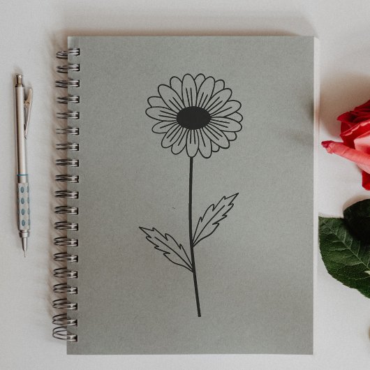 ボタニカルデイジーラインアートフラワー ラバースタンプ