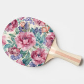 ボタニカルデザインの芍薬の水彩画 ラベンダーの花 フローラル 卓球ラケット (横)