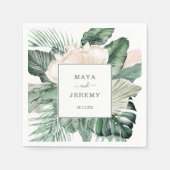 ボタニカルトロピカルフローラビーチ結婚式ナプキンス スタンダードカクテルナプキン (正面)