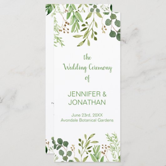 ボタニカルドリーム結婚式 プログラム (正面/裏面)