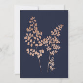 ボタニカルネイビーブルーとバラ金ゴールド結婚ズ 招待状 (裏面)