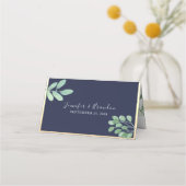 ボタニカルネイビーブルーの結婚式 プレイスカード (裏面)