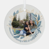 ボタニカルネイビーブルーフレンズ素晴らしズセラ ガラスオーナメント (裏面)