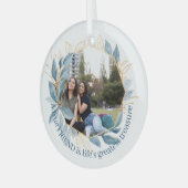 ボタニカルネイビーブルーフレンズ素晴らしズセラ ガラスオーナメント (正面左)