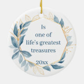 ボタニカルネイビーブルーフレンズ素晴らしズ セラミックオーナメント (裏面)