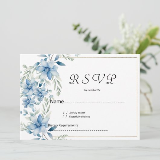 ボタニカルネイビーブルーミントフローラRSVP 招待状 (スタンド正面)