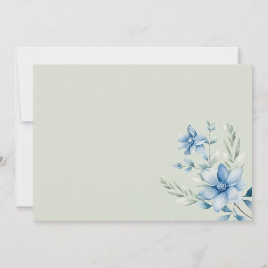 ボタニカルネイビーブルーミントフローラRSVP 招待状 (裏面)