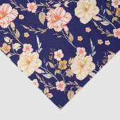 ボタニカルネイビー赤面ピンクフローラヴィンテージ エレガント 薄葉紙 (詳細)