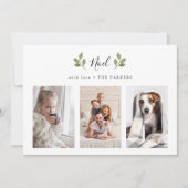 ボタニカルノエル | 3枚の写真ミニマリストのクリスマス シーズンカード (正面)