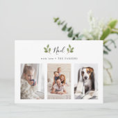 ボタニカルノエル | 3枚の写真ミニマリストのクリスマス シーズンカード (スタンド正面)