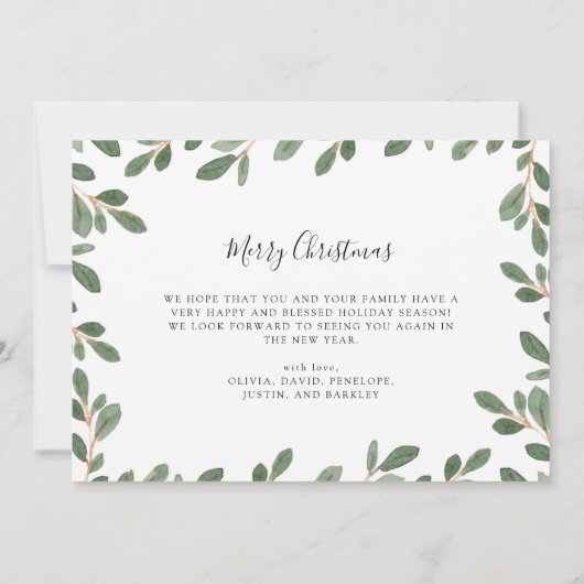 ボタニカルノエル | 3枚の写真ミニマリストのクリスマス シーズンカード (裏面)