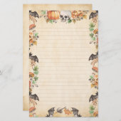 ボタニカルハロウィンとこうもりとカボチャが並ぶ 便箋 (正面/裏面)