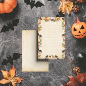 ボタニカルハロウィンとこうもりとカボチャが並ぶ 便箋