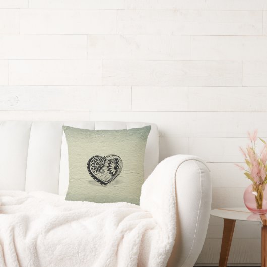 ボタニカルハートピロー – ボホー自然リトリートデコール クッション (ソファ)