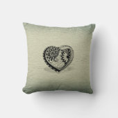 ボタニカルハートピロー – ボホー自然リトリートデコール クッション (正面)