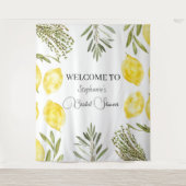 ボタニカルハーブレモンズウォーターブライダルシャワー タペストリー (正面)