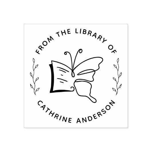 ボタニカルバタフライスタイリッシュブックカスタム本棚 ラバースタンプ (インプリント)