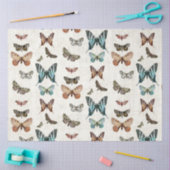 ボタニカルバタフライブルーピーチヴィンテージデカップージ 薄葉紙 (クラフト)