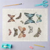 ボタニカルバタフライヴィンテージブルーピーチデクページ 薄葉紙 (クラフト)