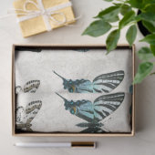 ボタニカルバタフライヴィンテージブルーnホワイトデコページ 薄葉紙 (ギフト)