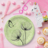 ボタニカルバタフライ紙プレート – ミニマリストフローラ ペーパープレート (パーティー)