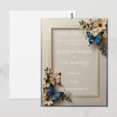 ボタニカルバタフライ結婚式招待状葉書 ポストカード (正面/裏面)