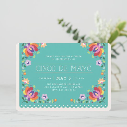 ボタニカルバナーフェスタ招待状-ターコイズ 招待状 (スタンド正面)