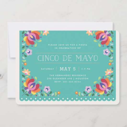 ボタニカルバナーフェスタ招待状-ターコイズ 招待状 (正面)