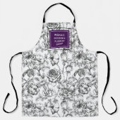 ボタニカルバラブラック&パープルビジネス エプロン (正面)