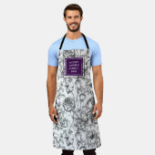 ボタニカルバラブラック&パープルビジネス エプロン (着用した状態)