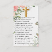 ボタニカルバラ赤面写真葬式祈りの言葉カード 名刺 (裏面)