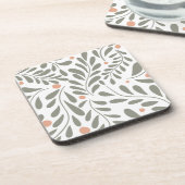 ボタニカルパターンセージ緑離れの コースター (左側)