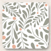 ボタニカルパターンセージ緑離れの コースター (正面)