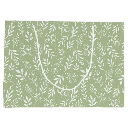 ボタニカルパターンセージ緑 – 大抱き枕 ラージペーパーバッグ (裏面)