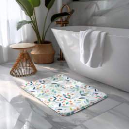 ボタニカルパターンパステルウォーターカラーイラストレーション バスマット