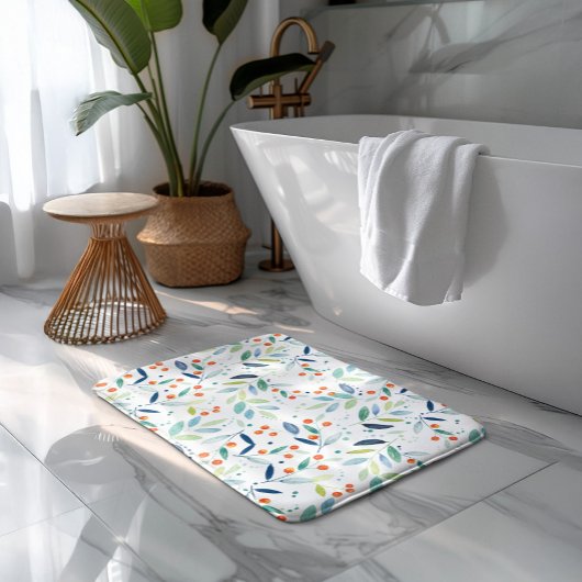 ボタニカルパターンパステルウォーターカラーイラストレーション バスマット